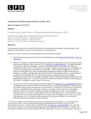 Fillable Online Freedom Of Information Request Reference Number
