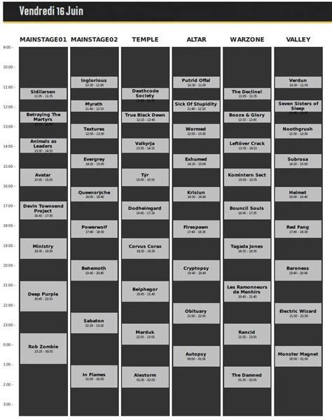 Hellfest Running Order Day Concerts Metal