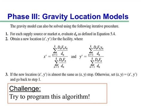 Phase Ill Gravity Location Models The Gravity Model Chegg