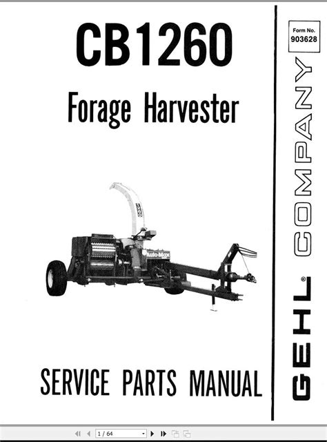 GEHL Forage Harvester CB1260 Service Parts Manual 903628A | Auto Repair ...