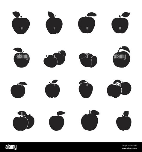 Apple Silhouettes Apple Silhouette Set Apple Vector Stock Vector