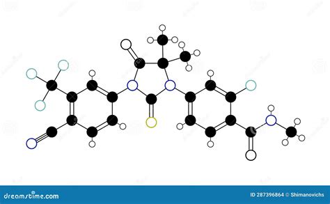 Enzalutamide Molecule Structural Chemical Formula Ball And Stick Model Isolated Image