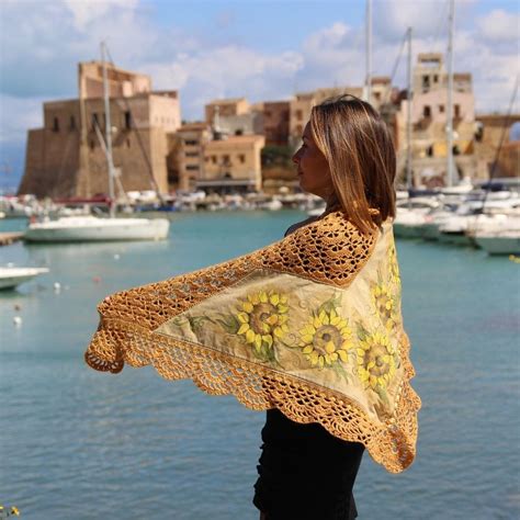 Crochet Shawl Sunflowers Sicily Lover