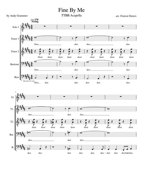 Fine By Me Ttbb Acapella Sheet Music Download Free In Pdf Or Midi