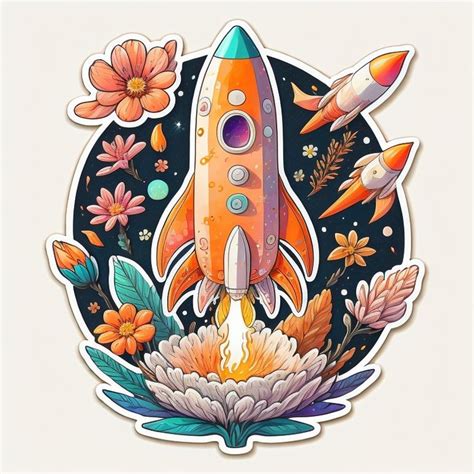 Rocket in Space Sticker Artwork #1 | Pegatinas bonitas, Dibujos ...