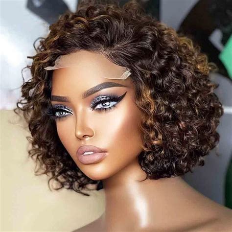 Amazon UNICE 12 Inch Short Curly Bob Wig Human Hair Bye Bye Knots