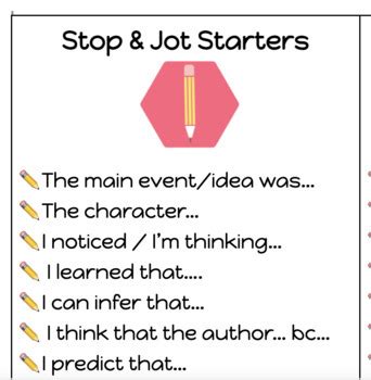 Stop Jot Bookmark With Rubric By WeirLearning TPT