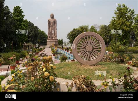 Statue Of Buddha In Deer Park In Sarnath India Where Buddha Gave His