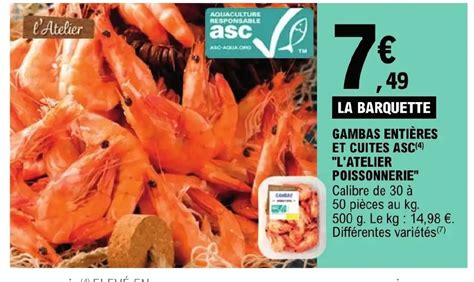 Promo Gambas Entieres Et Cuites ASC Chez E Leclerc