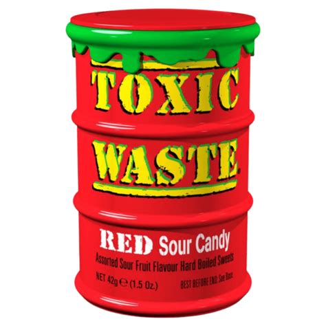 Toxic Waste Red Sour Candy Drum 42g 12er Pack International Trading