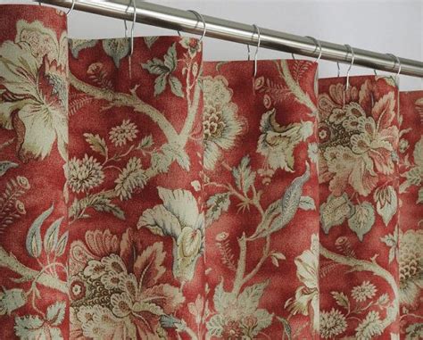 Long Traditional Red Floral Shower Curtain X Long Jacobean