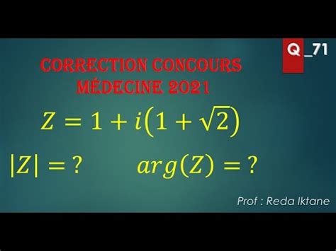 correction concours médecine 2021 Q 71 YouTube