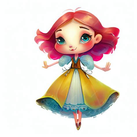 Premium AI Image | A cartoon of a little girl with pink hair and blue eyes.