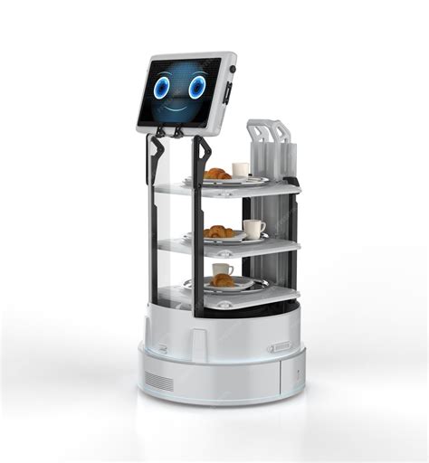 Premium Photo Automation Cafe With Robotic Assistant Or Service Robot