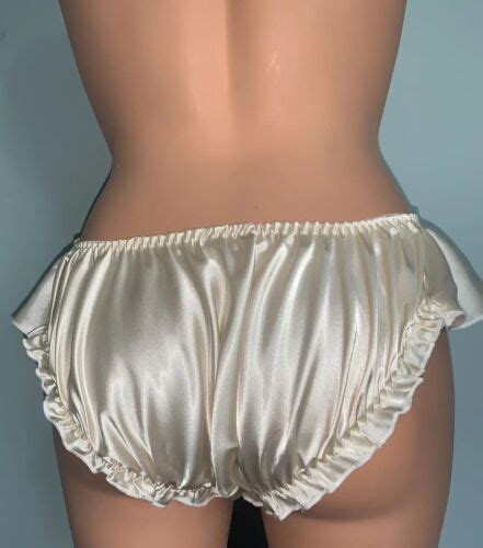 NEW Glossy Satin Vanilla Flutter Bikini Panties L 7 Silky Satin Bows EBay