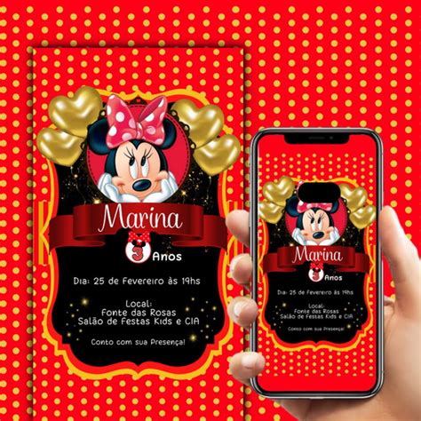 Convite Digital Minnie Vermelha Elo Produtos Especiais