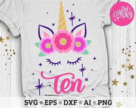 Unicorn Th Birthday Svg Unicorn Birthday Svg Tenth Etsy