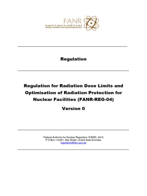 Regulation For Radiation Dose Limits | PDF