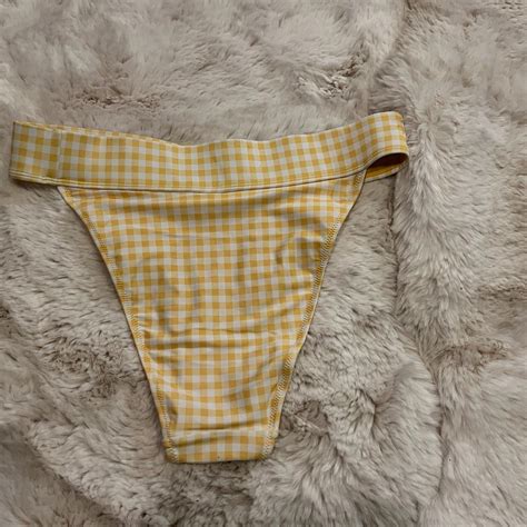 Yellow Gingham Bikini Bottoms High Waisted Depop
