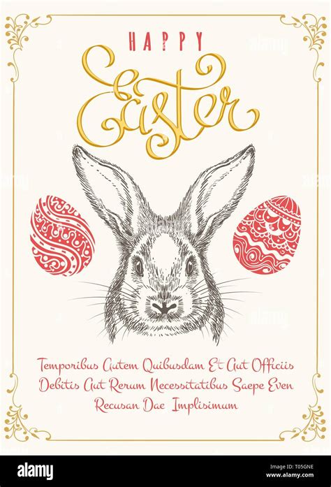 Hand Drawn Happy Easters Poster Template Vintage Card Template With Eggs Pattern Hands Drawn