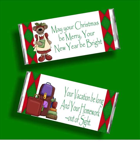 Merry Christmas Teacher Candy Bar Wrapper Printable Diy Party Mom