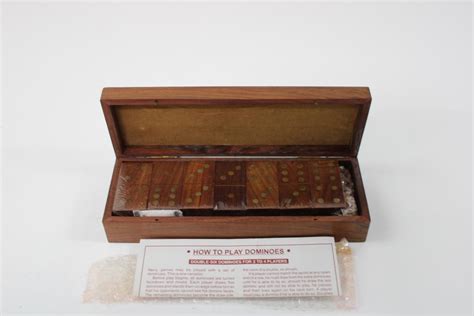 Mid Century Wooden Domino Set With Brass Inlay Property Room