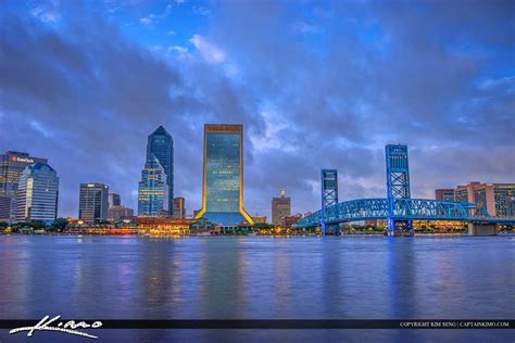 Jacksonville Skyline Florida Duval County Skyline Night Royal Stock Photo