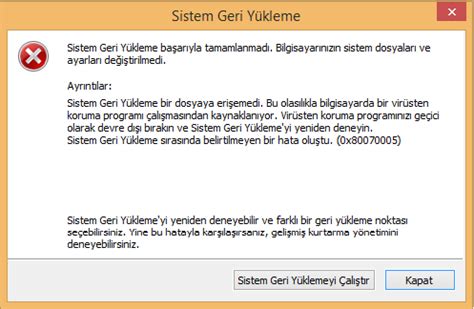 Windows Sistem Geri Y Kleme Ba Ar Yla Tamamlanamad Hatas Nas L