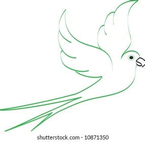 Line Drawing Green Parrot Flight Stock Vector (Royalty Free) 10871350