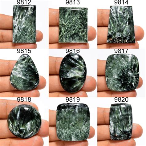 Green Seraphinite Gemstone Natural Designer Green Seraphinite Cabochon