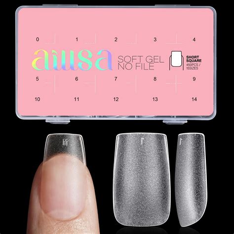 Aillsa Short Square Nail Tips 450pcs Soft Gel Full Cover Nail Tips Matte Acrylic