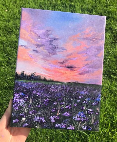 Aesthetic Flower field oil painting | Painting, Oil painting, Flower field