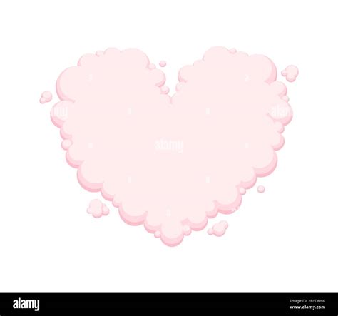 Pink heart shaped cloud isolated on white background. Vector ...