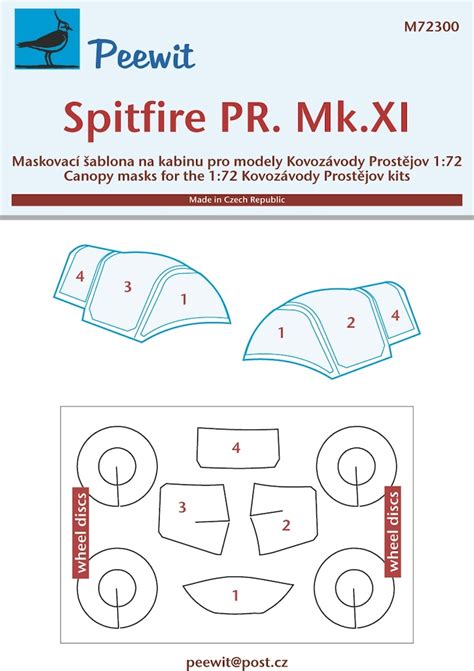 Peewit M72300 Supermarine Spitfire PR Mk XI Canopy And Wheel Mask