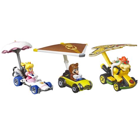Buy Hot Wheels Mario Kart Vehicle 3 Pack Set Of Toy Cars With Gliders Inspired By Tanooki Mario