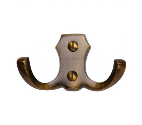 Heritage Brass V Twin Robe Hook Antique Brass