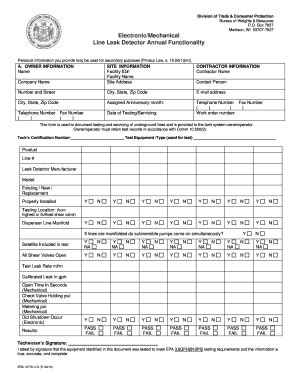 Fillable Online Dsps Wi Electronic Mechanical Line Leak Detector Annual