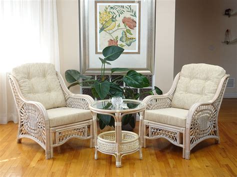 Malibu Set Of Natural Eco Rattan Wicker Chairs With Cream Cushions