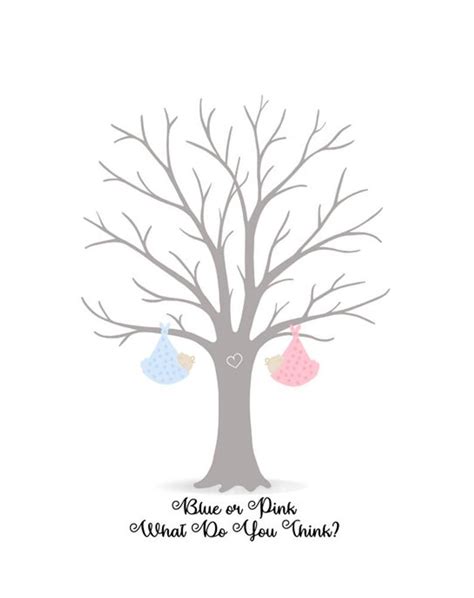 Gender Reveal Guest Book Alternative Gender Reveal Thumbprint Tree