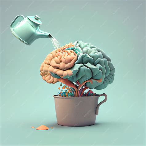 Premium Photo Human Brain Growing From A Tree Watering Can Is Pouring