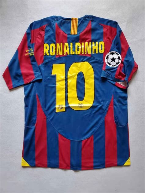 Uefa Barcelona Ronaldinho Soccer Jersey Home Etsy