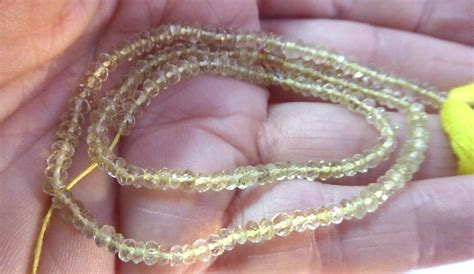 Faceted Yellow Lemon Quartz Gemstone Rondelle Beads Strand Approx