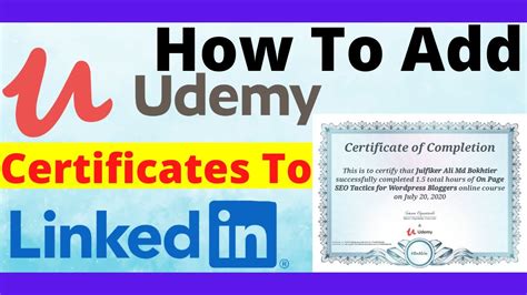 How To Add Udemy Certificate In Linkedin Profile Adding Udemy