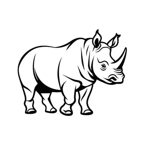 Minimalistic Rhino Icon Black And White Outline Design | Premium AI-generated image