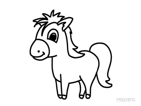 Pony Drawing - Cartoon-Style Outline Drawing tutorial for kids - PRB ARTS