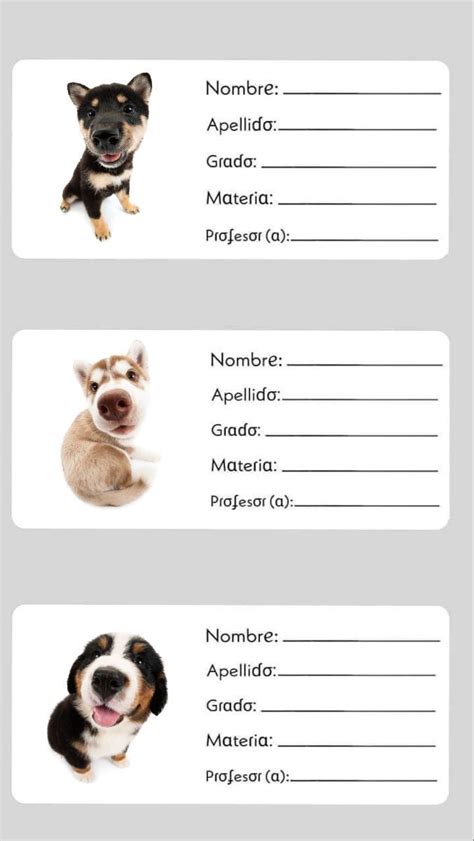 Etiquetas Para Cuadernos Con Dise Os De Perros En Espa Ol