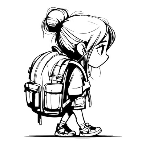 Caricature of a Teen with a massive backpack | Premium AI-generated vector