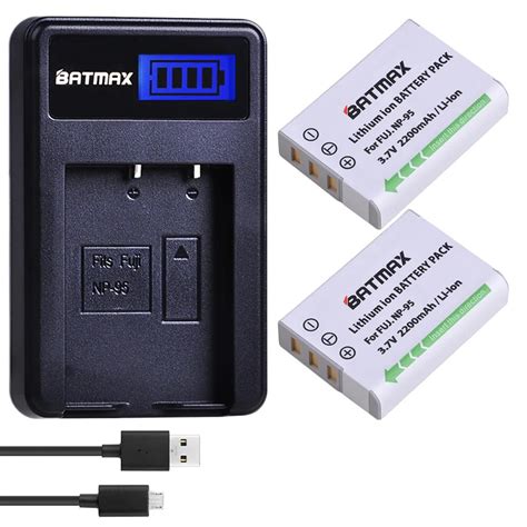 Batmax batería NP 95 NP 95 de 2200mAh Cargador USB LCD para Fujifilm