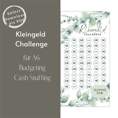 Kleingeld Challenge Sparchallenge Eucalyptus F R Budget Planer Binder