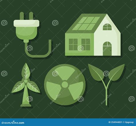 Green Energy Icons Stock Vector Illustration Of Environment 254944831